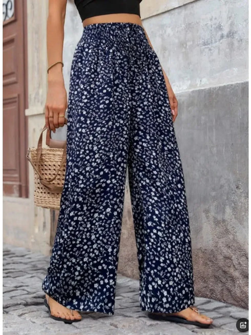 Floral Print Wide Leg Pants in Plus Sizes 1XL-5XL