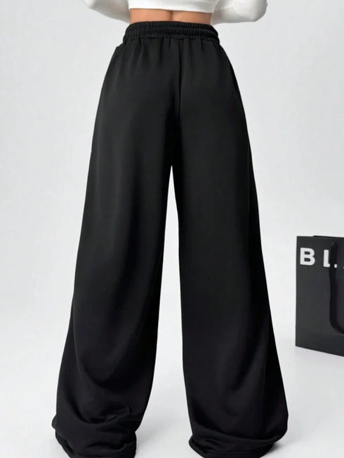 Women's Plus-Size Fleece Wide Leg Pants