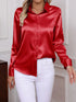 Elegant Turn-down Collar Button-front Satin Long Sleeve Women's Shirt for Daily Commute And Business Casual Wear
