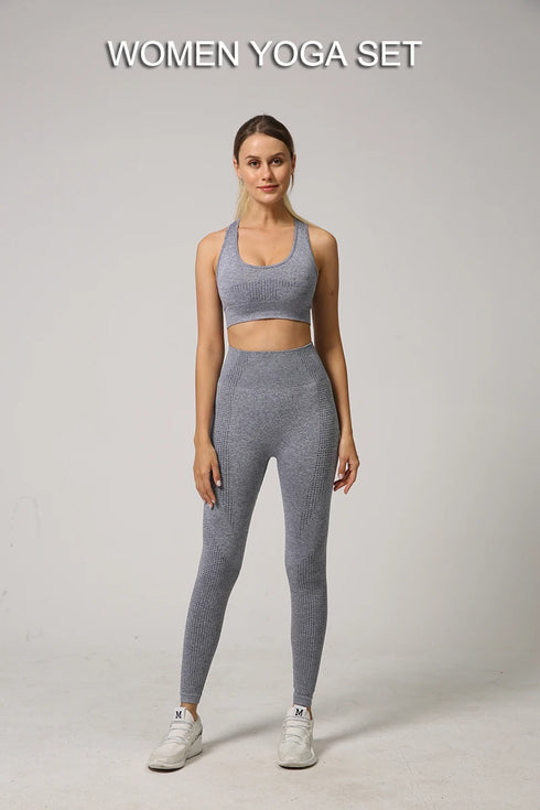 WAREBALL Women's Yoga Set - Long Sleeve Crop Top & Leggings