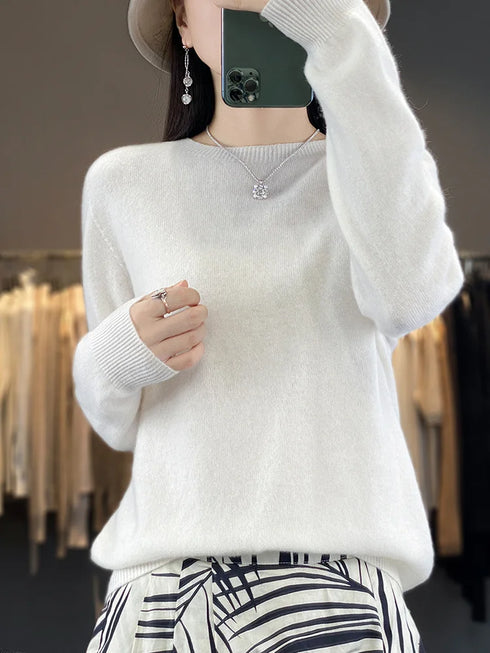 100% Merino Wool Long Sleeve Sweater for Women