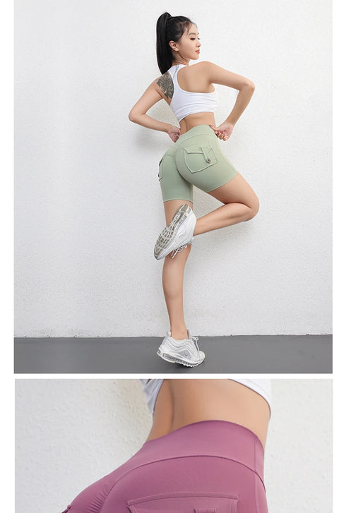 Peach Butt Fitness Cargo Shorts for Women