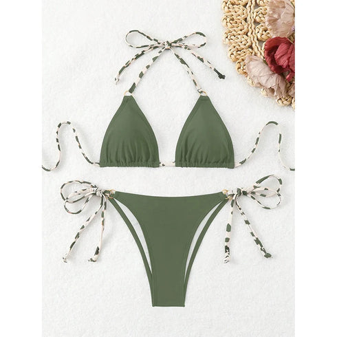 Halter Neck Micro Thong Bikini Set
