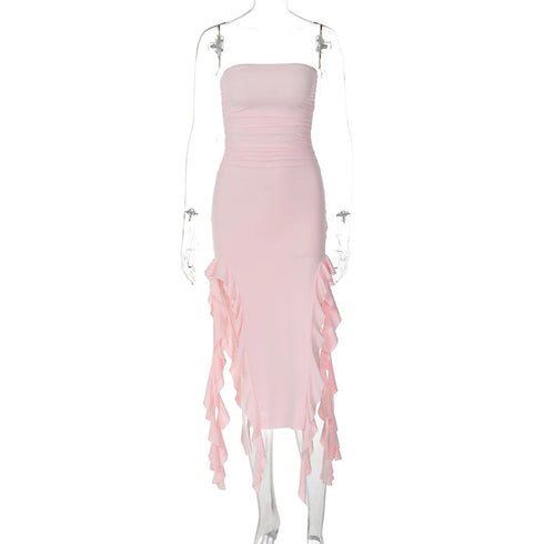 One Shoulder Slim Fit High Waist Midi Dress