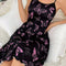 Black Butterfly Print Spaghetti Strap Nightdress