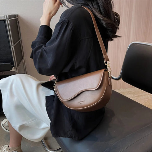 PU Leather Women's Crossbody Bag with Red Strap