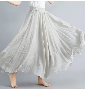 Fashion Clothes Women Clothing Skirts Vintage Y2k Elegant Bohemian Cotton Linen Long Skirt Casual Style