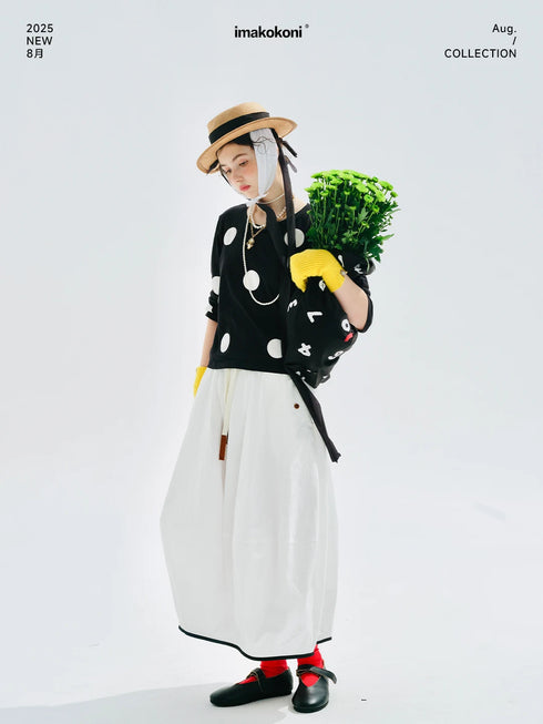 Imakokoni Polka Dot Long Sleeve Casual T-Shirt