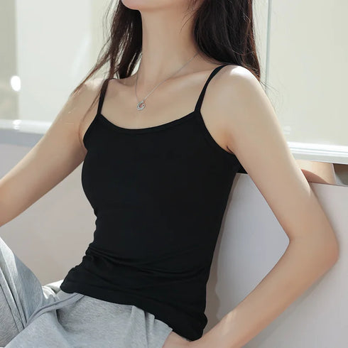 Soft Cotton Spaghetti Strap Crop Tops for Women