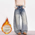 High Waist Thermal Baggy Jeans for Women