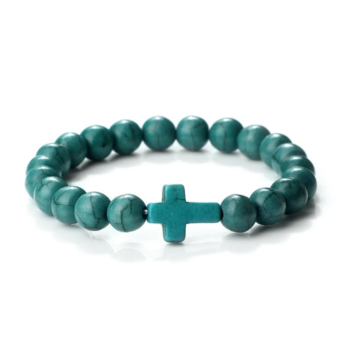Jesus Cross Natural Stone Bracelet for Men