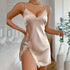Luxury Lace Satin Nightgown with Deep V Back