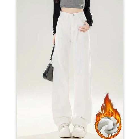 Women's High Waist Straight Denim Trousers