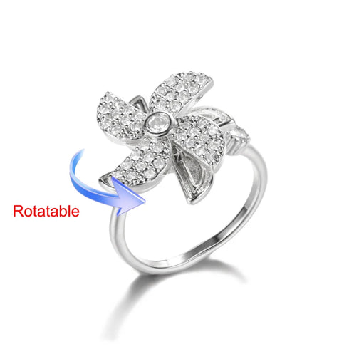 Four Clover Rotating Anxiety Ring - Adjustable Gold