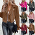 Faux Suede Biker Jacket with Zipper Detail