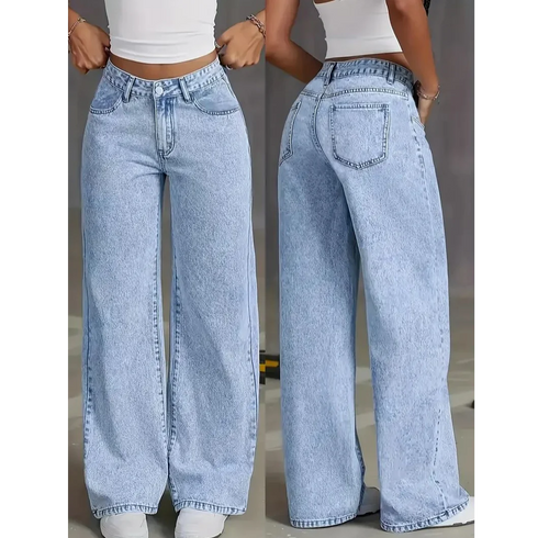 Plus Size Wide Leg Denim Jeans for Women