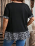 Plus Size Floral Print Short Sleeve Blouse