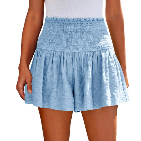 Ladies Large High Waist Casual Soft Breathable Wide Leg Shorts