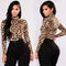 Women's Long-Sleeved Leopard Print Turtleneck Top