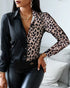 V Neck Spliced Vintage Long Sleeve Button Up Women Shirts Fashionable Chain Printed Designer Plus Size Women'S Blouses & Shirts