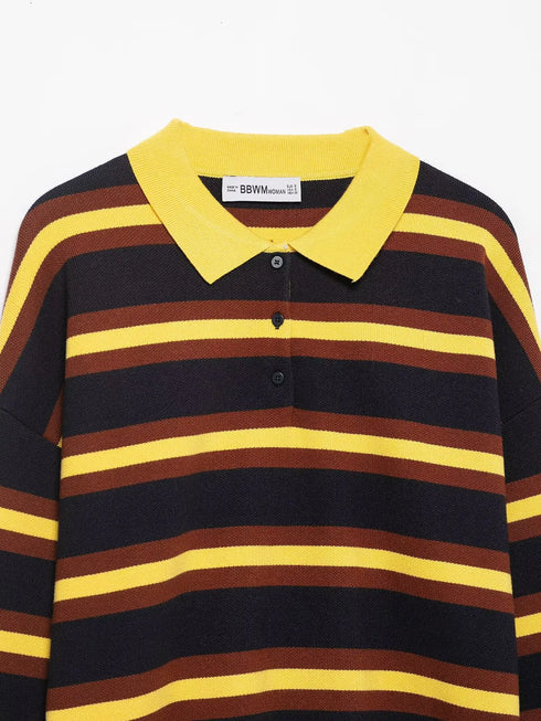 Casual Striped Knitted Pullover Sweater