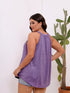 Plus Size Sleeveless Halter Neck T-Shirt in Solid Colour