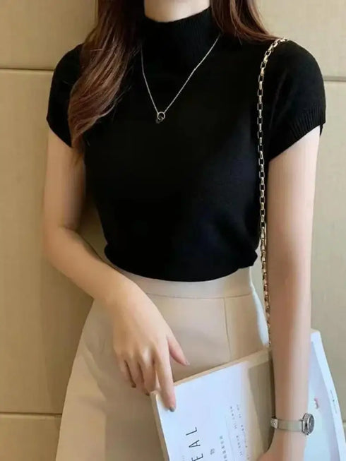 Women's Half-High Neck Casual Jumper Top