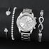 Silver Colour Stainless Steel Quartz Watch & Beads Set