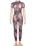 Colorful Print Backless Jumpsuit for Women