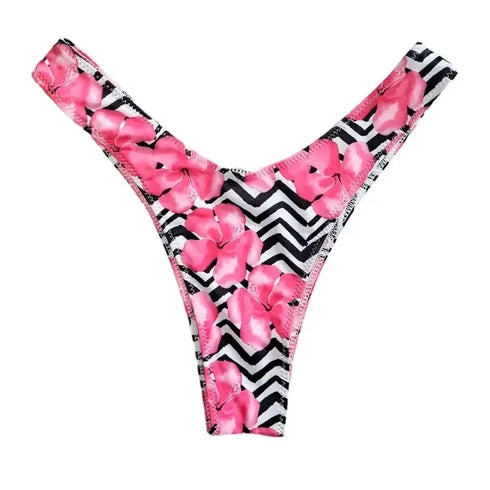 Floral Print V Shape Bikini Bottom