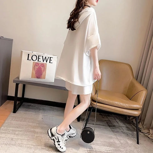 Women's Casual Hooded Cotton Two Piece Set