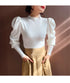 Slim Fit Turtleneck Sweater with Puff Sleeves