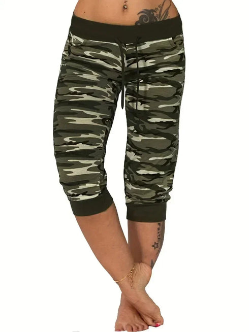 Plus Size Women's Casual Cargo Pants in Dark Green