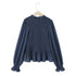 Zevity Women’s Ruffled Lace Stand Collar Smock Blouse