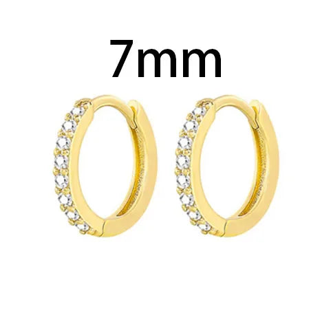 Stainless Steel Link Chain Hoop Earrings with Zirconia