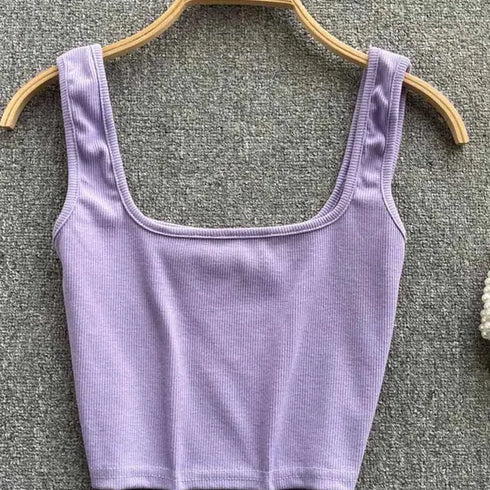 Tank Top Women Sexy Backless Y2K Slim Fit Crop Blouse