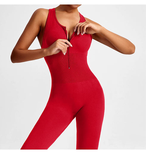 Seamless V-Back Tummy Control Yoga Bodysuit