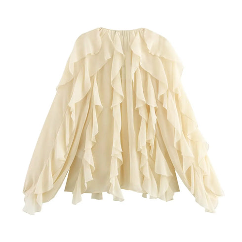 Women’s Casual Ruffled V-Neck Blouse