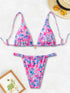 Floral Print Triangle Bikini Set with Brazilian Bottoms