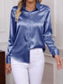 Elegant Turn-down Collar Button-front Satin Long Sleeve Women's Shirt for Daily Commute And Business Casual Wear