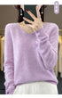 100% Merino Wool V-Neck Pullover Sweater for Women