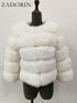 Elegant Faux Fur Coat in Black and White for Women
