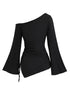 Plus Size Asymmetrical Long Sleeve Off-Shoulder T-Shirt