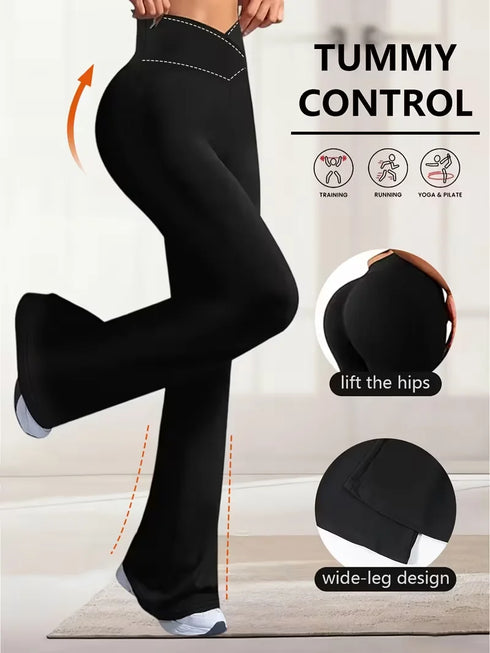 Women's High-Waisted Crossover Flare Yoga Pants