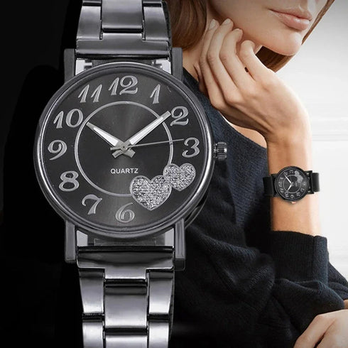 Elegant Rose Gold Heart Dial Watch for Women Waterproof Luxury