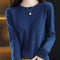 100% Merino Wool O-Neck Sweater for Women