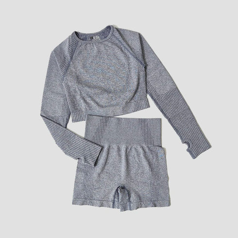 WAREBALL Women's Yoga Set - Long Sleeve Crop Top & Leggings