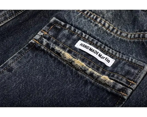 High Waist Wide Leg Jeans in Navy Blue