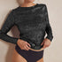 Women’s Sequined Long Sleeve Crop Top