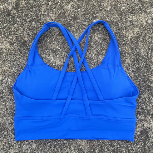 Solid Colour Cross Back Sports Bra with Multiple Straps